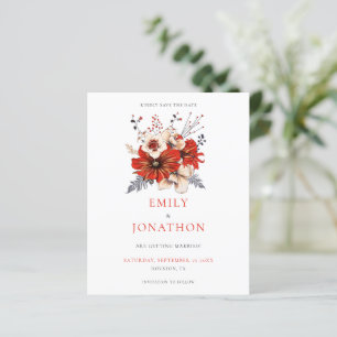 Papier Fleurs Rouges de Budget Mariage Sauvegarder la Dat