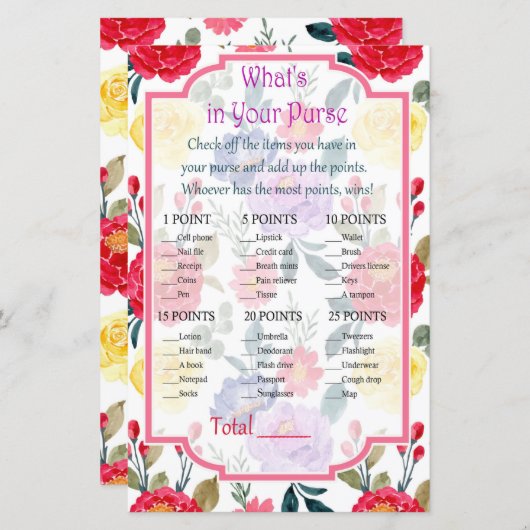 Papier Fleurs rouges et violettes Qu'y a-t-il dans votre  (Devant / Derrière)