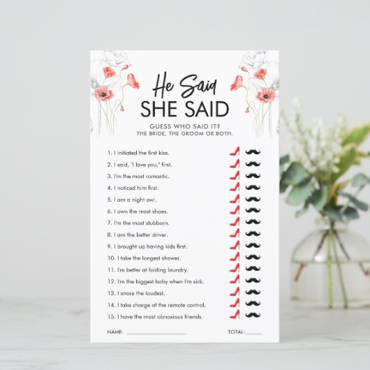 Papier Fleurs Rouges Il A Dit Qu'Elle A Dit Jeu | Personn (Debout devant)