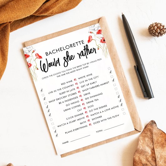 Papier Fleurs rouges | Préférerait-Elle Jouer | Personnal