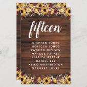 Papier Fleurs rustiques Bois Numéro de table Nom du clien (Devant / Derrière)