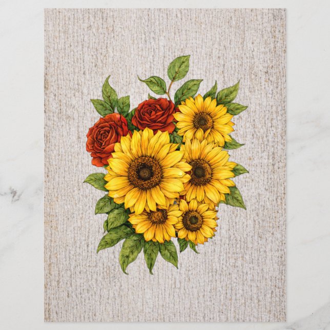 Papier Fleurs rustiques réalistes Découpage & Scrapbook (Devant)