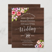 Papier Fleurs rustiques sur le Faire-part de mariage BUDG (Devant / Derrière)