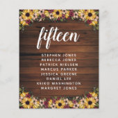 Papier Fleurs Rustiques Tableau Bois Numéro Invité Nom Bu (Dos)