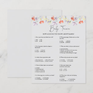 Papier Fleurs sauvages Bébé Quiz Jeu de Baby Shower