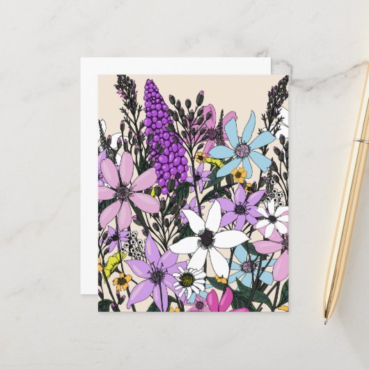Papier Fleurs sauvages d'été (Devant/Arrière en situation)
