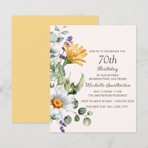 Papier Fleurs sauvages jaunes Marguerites blanches 70e an