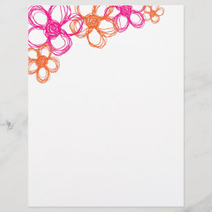 Papier Fleurs sauvages orange et rose