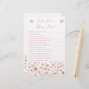 Papier Fleurs sauvages Papillon Rose Qui connaît le jeu d