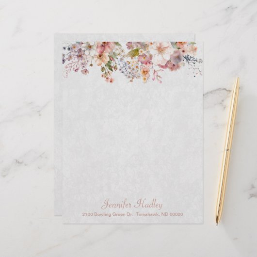 Papier Fleurs sauvages Pastel sur mesure (Devant/Arrière en situation)