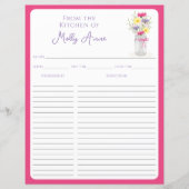 Papier Fleurs sauvages Pot Mason Rose Cahiers de recettes (Devant)