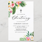 Papier Fleurs tropicales Invitation de baptême d'été (Devant)