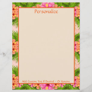 Papier Fleurs tropicales Orange Rose Floral Personnalisé