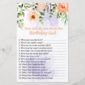 Papier Fleurs Tu connais bien la fille d'anniversaire (Devant)