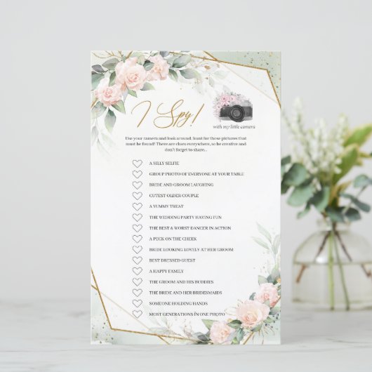 Papier Fleurs vertes et dorées I Spy jeu (Debout devant)