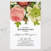 Papier Fleurs vintages Botanique 30e anniversaire Invitat (Devant)