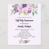 Papier Fleurs violettes de la première communion invitati (Devant)