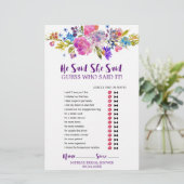 Papier Fleurs violettes et roses "Il a dit qu'elle a dit" (Debout devant)