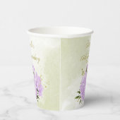 Papier fleurs violettes romantiques verdure gobelets en p (Droite)