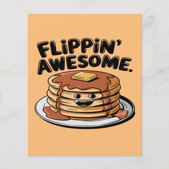 Papier Flippin' Awesome Pancake Stack Drôle Petit Déjeune (Devant)