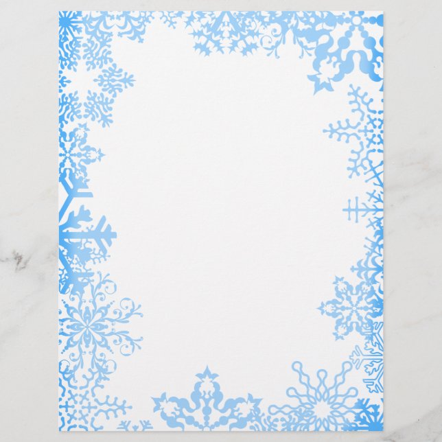 Papier Flocon de neige bleu Noël stationnaire (Devant)