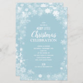 Papier Flocon de neige Bleu Noël Vacances Budget Invitati (Devant / Derrière)