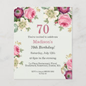 Papier Floral 70e Budget Invitation Anniversaire (Devant)