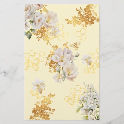 Papier Floral abeille Bride jeu de bingo (Dos)