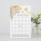 Papier Floral abeille Bride jeu de bingo (Debout devant)