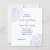 Papier Floral Art Bleu Mariage Budget Invitations (Devant)