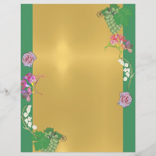 Papier Floral avec raisins vert/or (Dos)