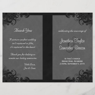 Papier Floral Black and Grey Goth Folded Wedding Programm