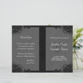 Papier Floral Black and Grey Goth Folded Wedding Programm (Debout devant)