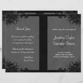 Papier Floral Black and Grey Goth Folded Wedding Programm (Devant / Derrière)