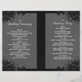 Papier Floral Black and Grey Goth Folded Wedding Programm (Dos)