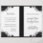 Papier Floral Black and White Goth Folded Wedding Program (Devant)