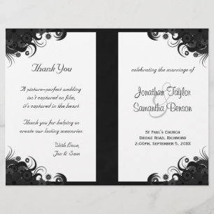 Papier Floral Black and White Goth Folded Wedding Program