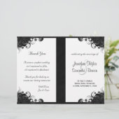 Papier Floral Black and White Goth Folded Wedding Program (Debout devant)
