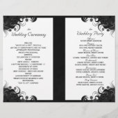 Papier Floral Black and White Goth Folded Wedding Program (Dos)