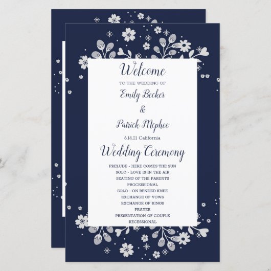 Papier Floral blanc (Devant / Derrière)