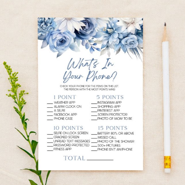 Papier Floral bleu Dusty dans votre jeu de Baby shower de (Créateur téléchargé)