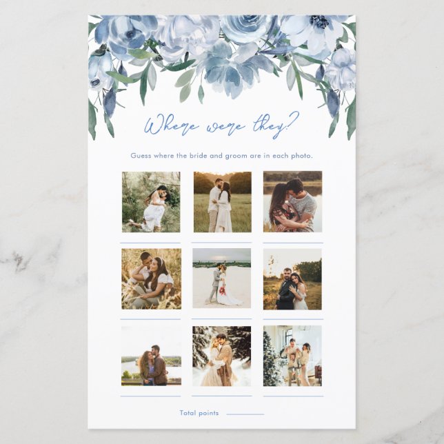 Papier Floral Bleu Dusty Où Étaient-Ils Jeu Photo (Devant)
