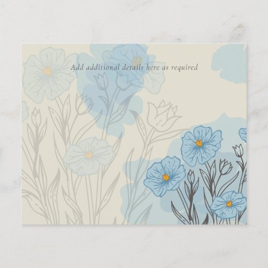 Papier Floral bleu moderne Mariage Abstrait Ave la date (Dos)