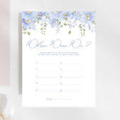 Papier Floral Bleu Où Étions-Nous Fête des mariées Jeu