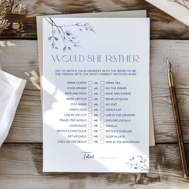 Papier Floral Blue Fête des mariées Voudrait-Elle Plutôt  (Créateur téléchargé)