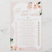 Papier Floral blush Il dit qu'elle a dit nuptiale douche (Devant)