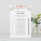 Papier Floral blush Il dit qu'elle a dit nuptiale douche  (Debout devant)