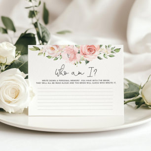 Papier Floral blush Qui suis-je jeu de douche nuptiale