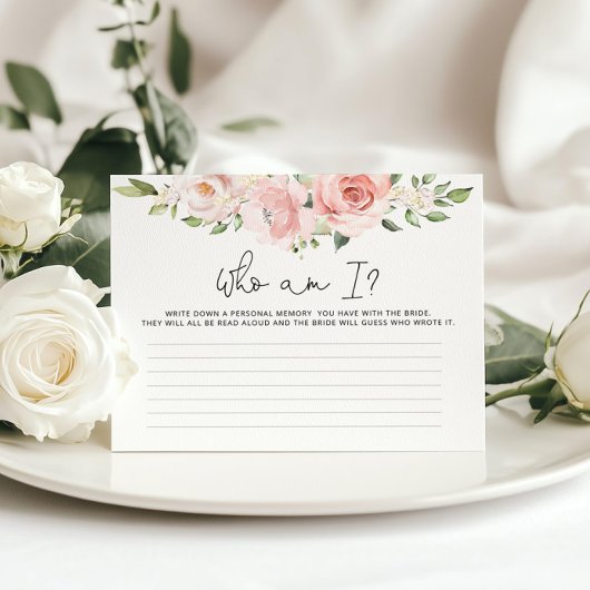 Papier Floral blush Qui suis-je jeu de douche nuptiale