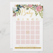Papier Floral Boho Chic Baby shower Jeu de Bingo (Devant / Derrière)